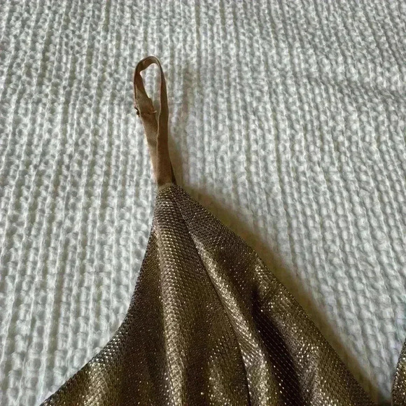 Lulu’s womens XS Keeps Getting Better Gold metallic Skater summer party Dress - Picture 12 of 13